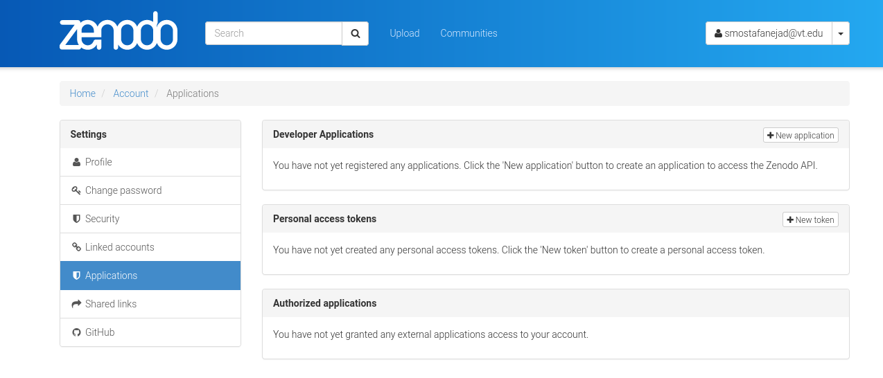 The Applications page